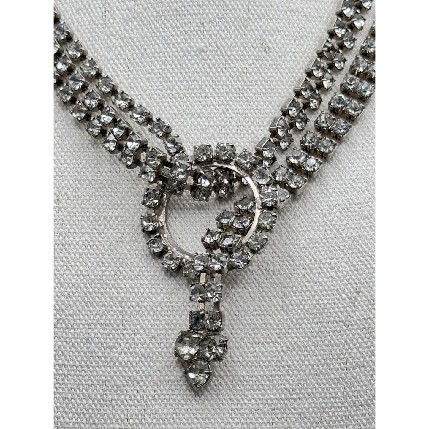 Rhinestone Lariat Necklace Belt Convertible Clear Crystal 37.5” VINTAGE