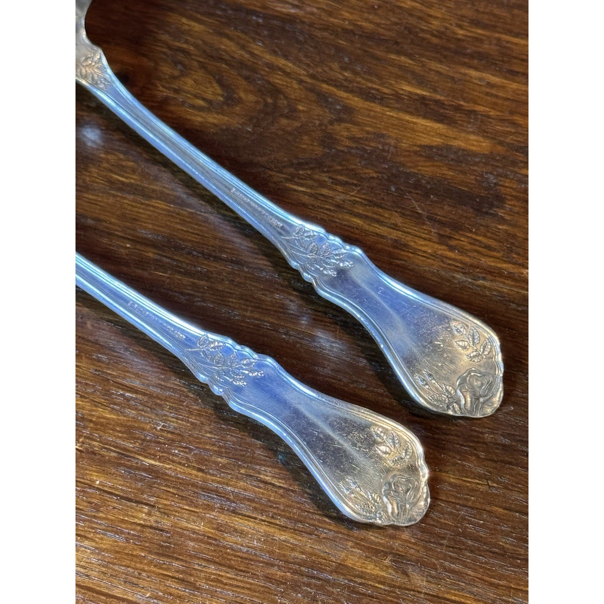 Silverplate Serving Spoons Rockford Silver Plate Co Rose Pair Monogram N 8”