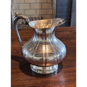 Silverplate Pitcher Ice Lip Chippendale Style Water Jug Barware 8” Vintage