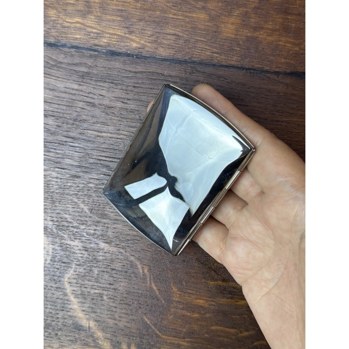Vintage Silverplate Envelope Pocket Mirror Folding Compact Travel Mirror