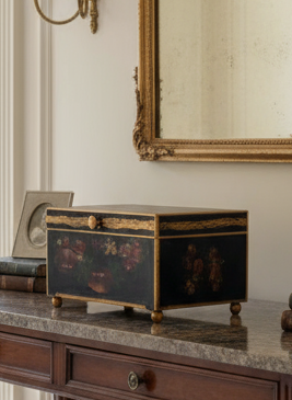 Vintage Hand Painted Wood Box 18.5x 12x 10.5” ESTATE FIND