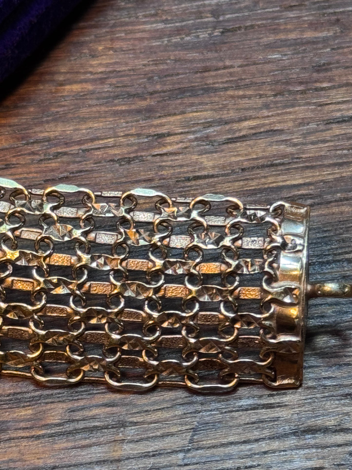 Vintage Goldtone Multi Strand Mesh Bracelet Victorian Revival Style 6.75”