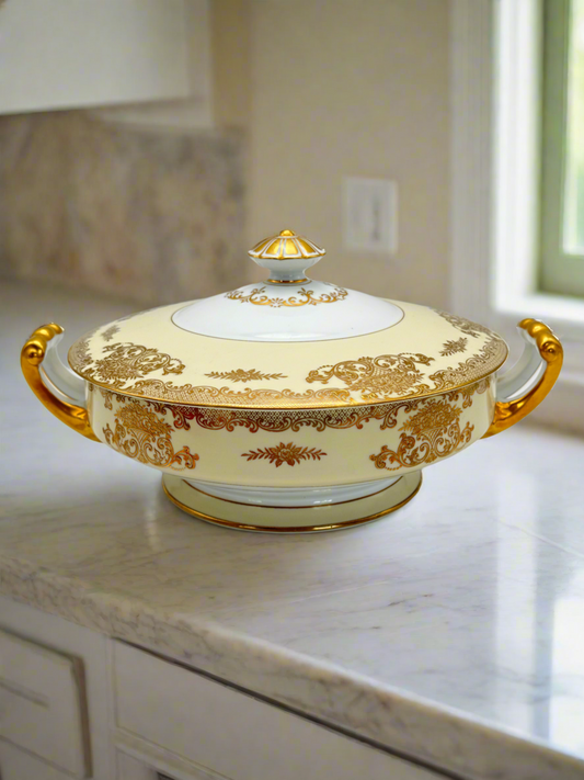 Noritake Mayfield Round Covered Vegetable Dish circa 8”d