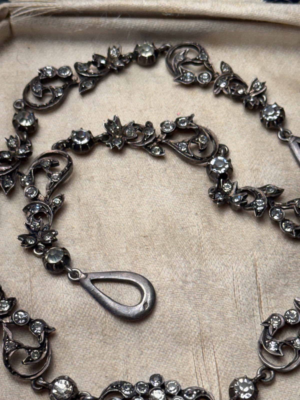 FRENCH Georgian Style Crown Saint Esprit Antique Foiled Paste Festoon Necklace