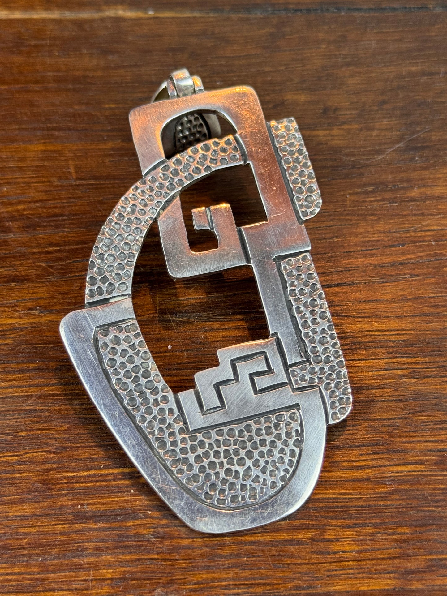 Vintage Sterling Silver Pendant Taxco Mexico TK-26 925 Modernist 50.7g 4”