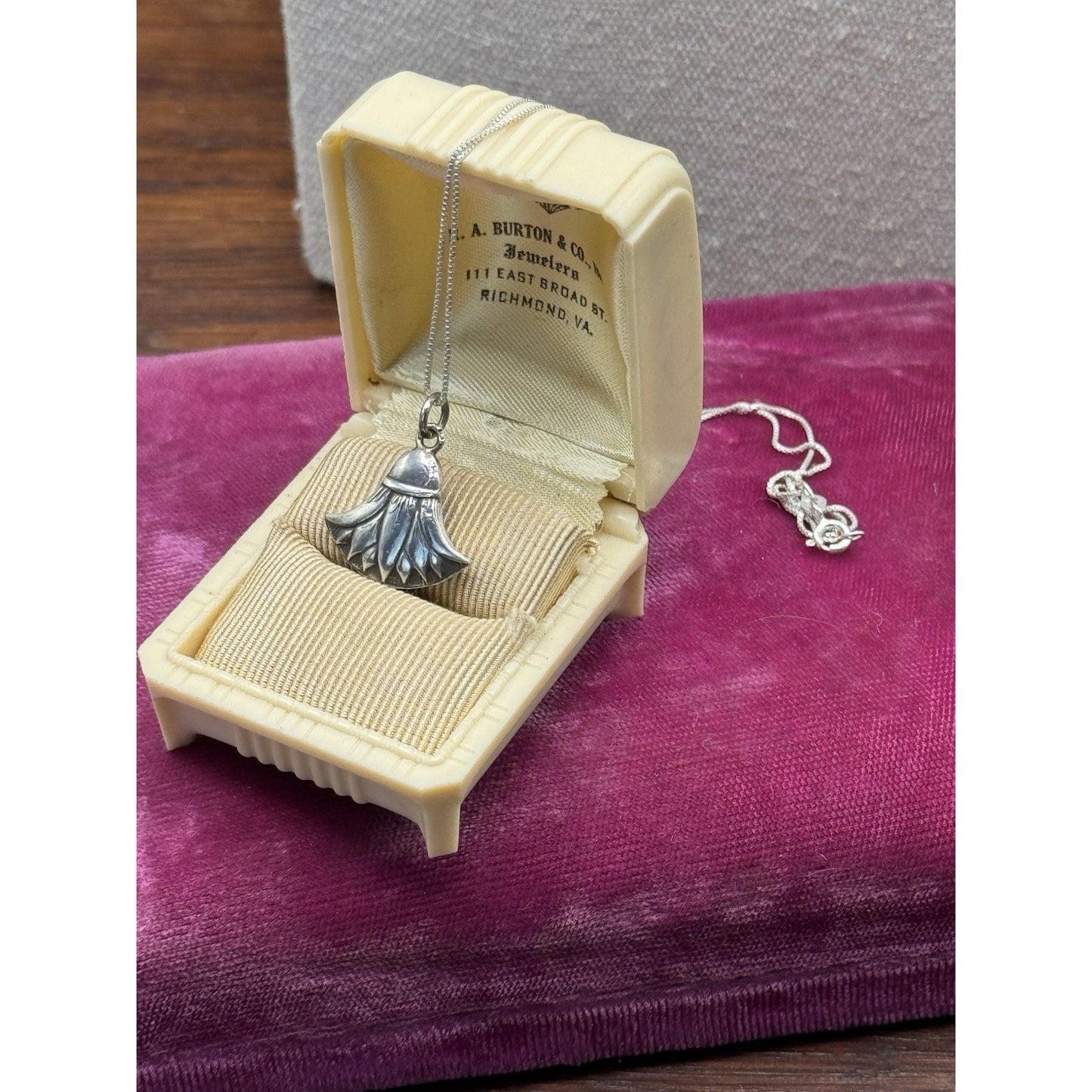 Egyptian Lotus Pendant Necklace Sterling Silver Delicate Chain 18”