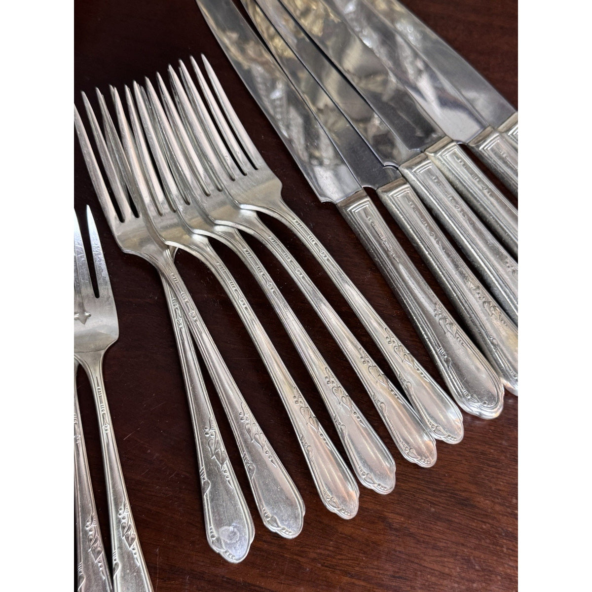 Silverplate Flatware Set Wm A Rogers Oneida 24 Pc Service For 6 Vintage 9.5”