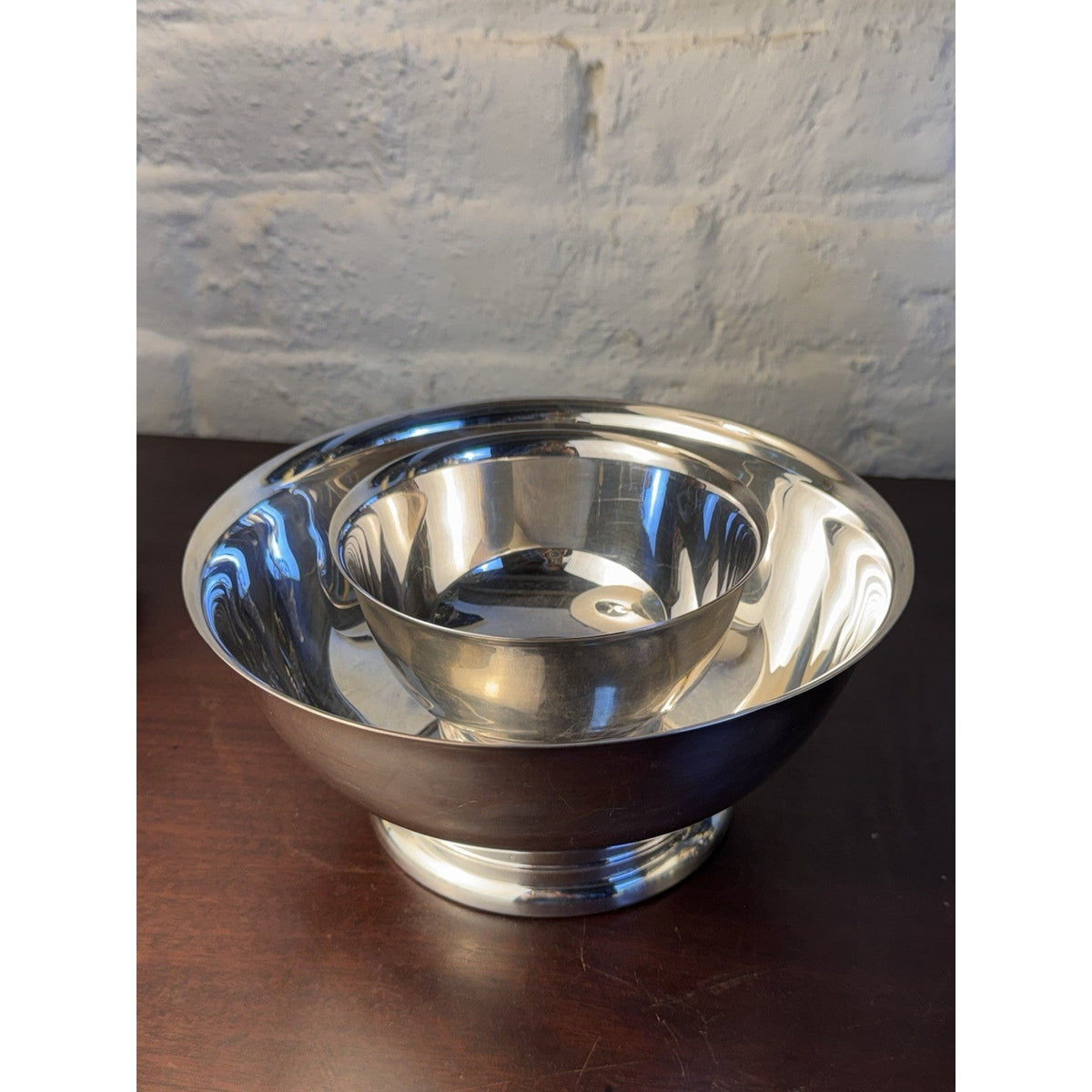 Vintage Revere Bowls Set 2 Silverplate Footed Serving Bowls 8” 5” Nesting