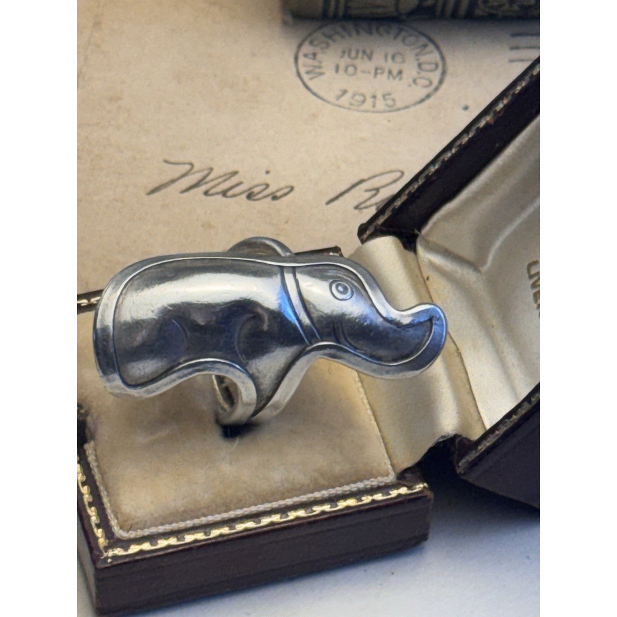 Silver Elephant Ring TESTED Thai Artisan Statement Adjustable Size 9