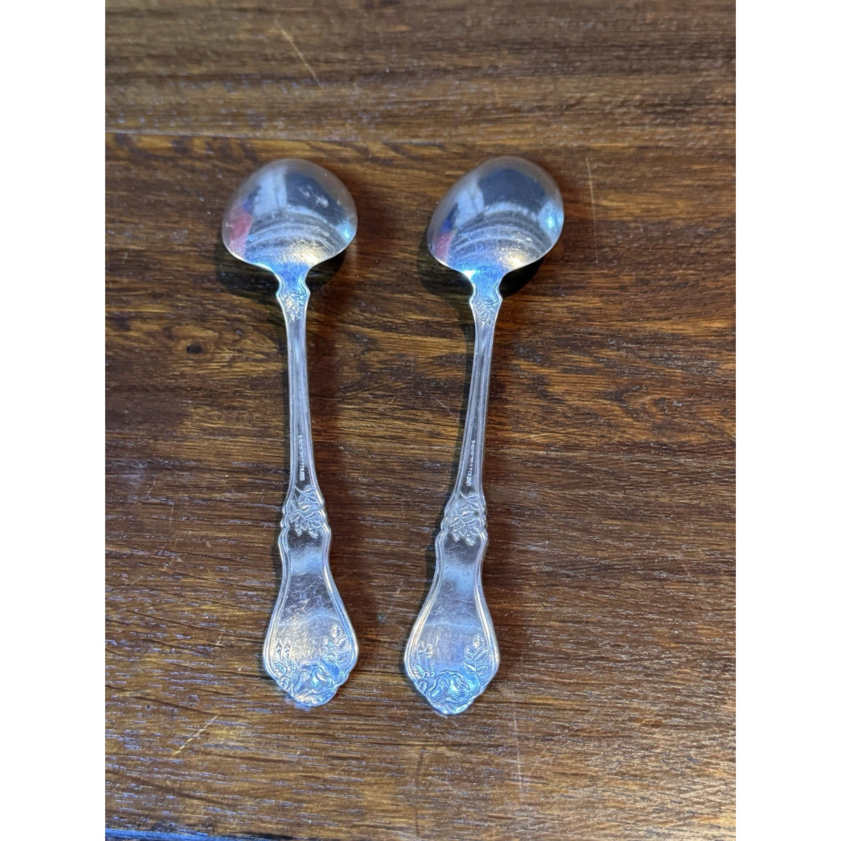 Silverplate Serving Spoons Rockford Silver Plate Co Rose Pair Monogram N 8”