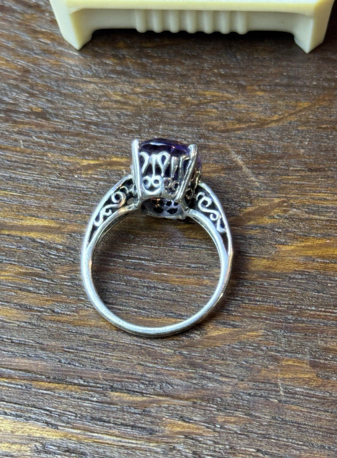 Sterling Silver Ring Purple Amethyst Size 7.5 Signed KABANA Estate Jewelry