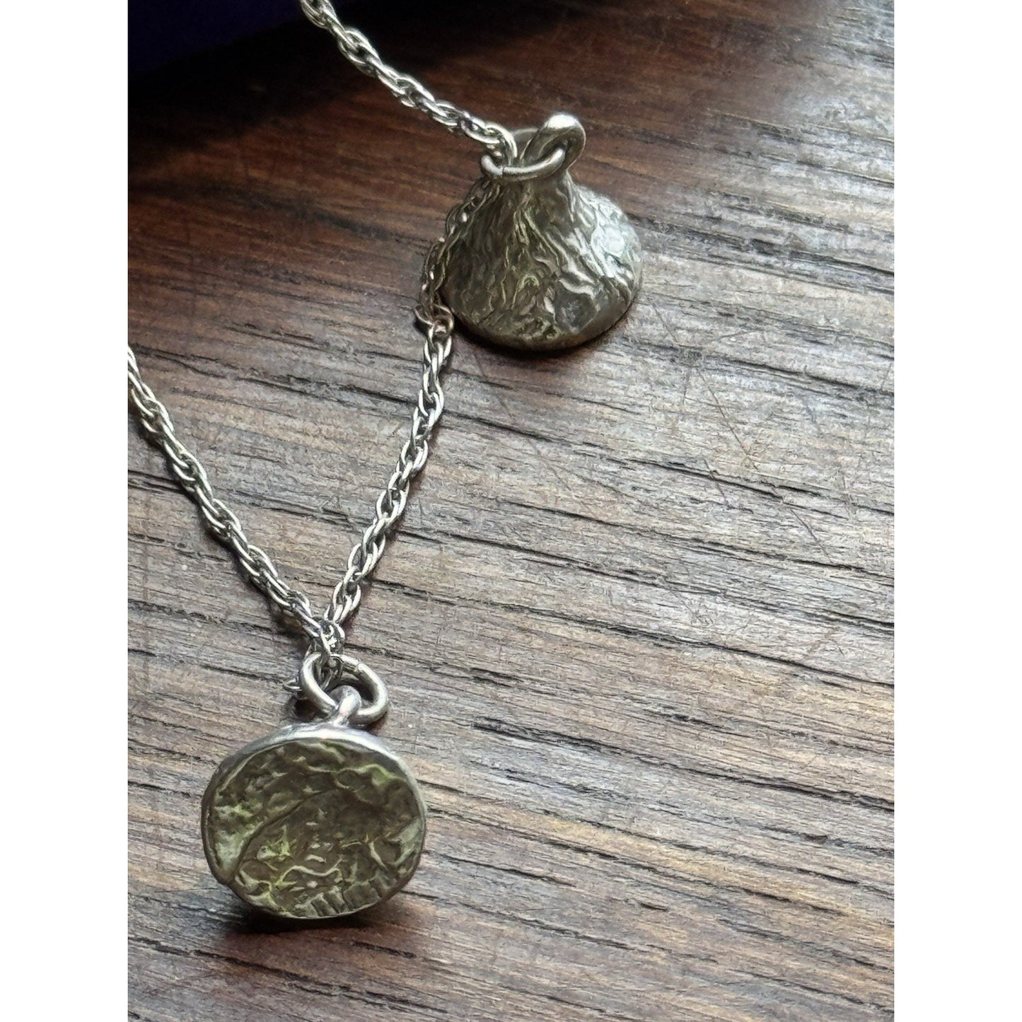 Sterling Silver Necklace Double “Kiss” Pendants 19” Whimsical Vintage