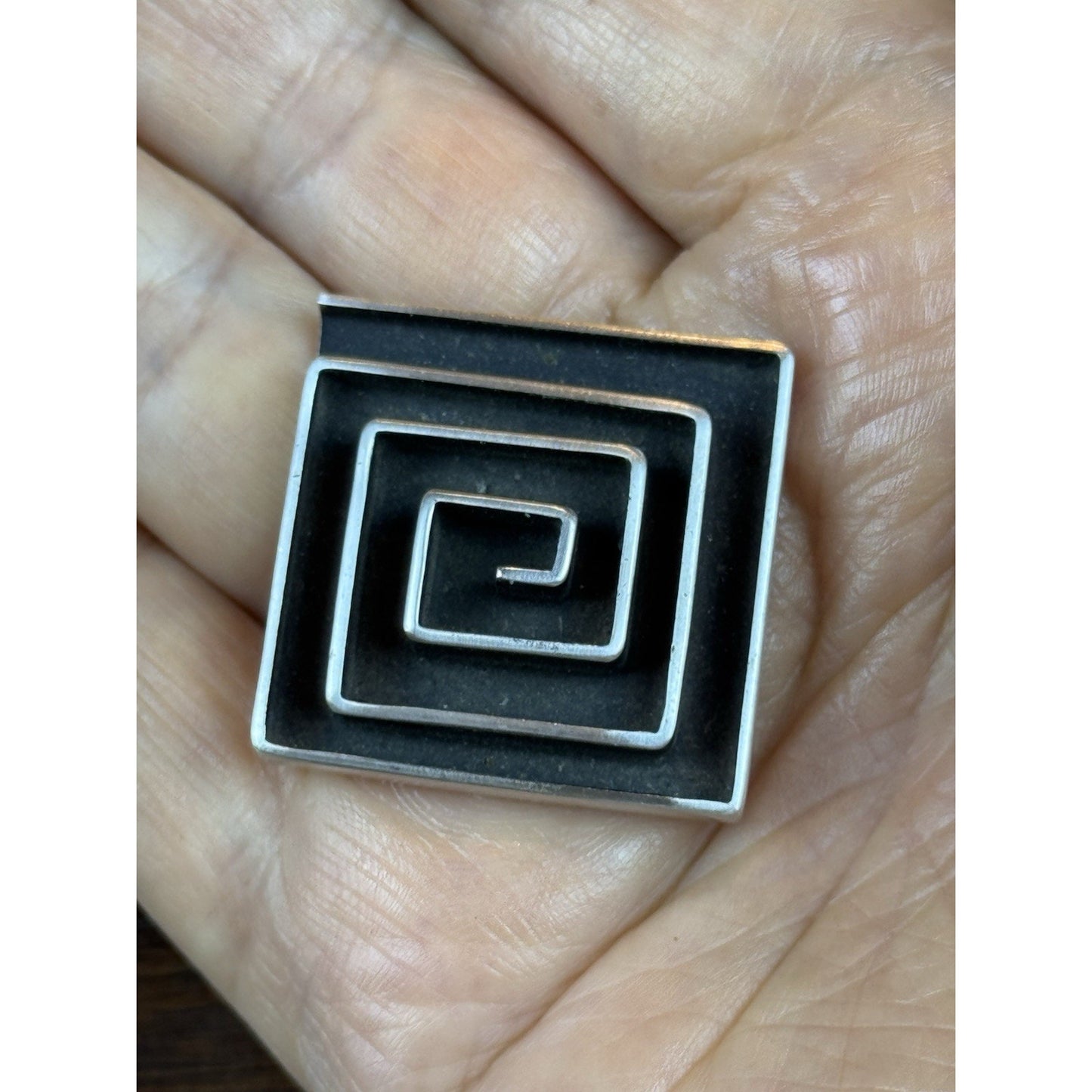 Vintage Sterling Silver Brooch Chavez Taxco Mexico Maze Modernist Eagle 3