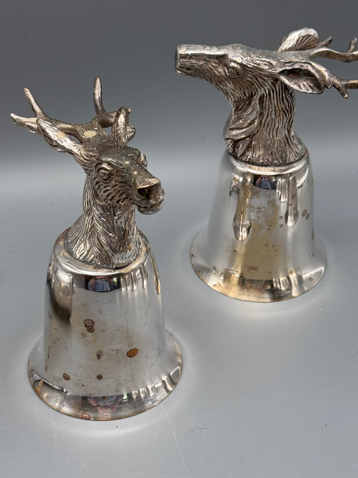 1 x Vintage Stag Head Stirrup Cup Goblet Silverplate Hunting Barware Shabby Old Money Style