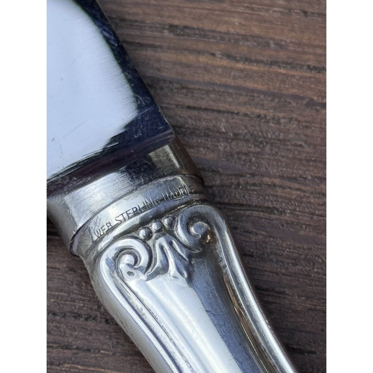 Vintage Sheffield Cake Pie Knife Sterling Handle Stainless Blade 12”