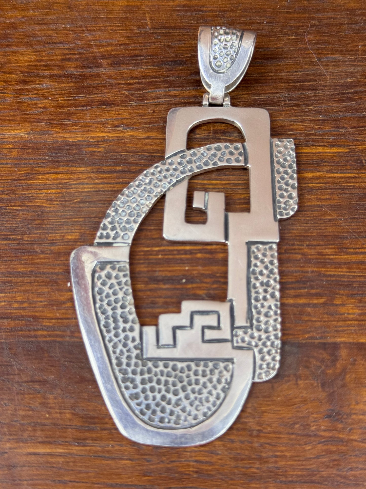 Vintage Sterling Silver Pendant Taxco Mexico TK-26 925 Modernist 50.7g 4”