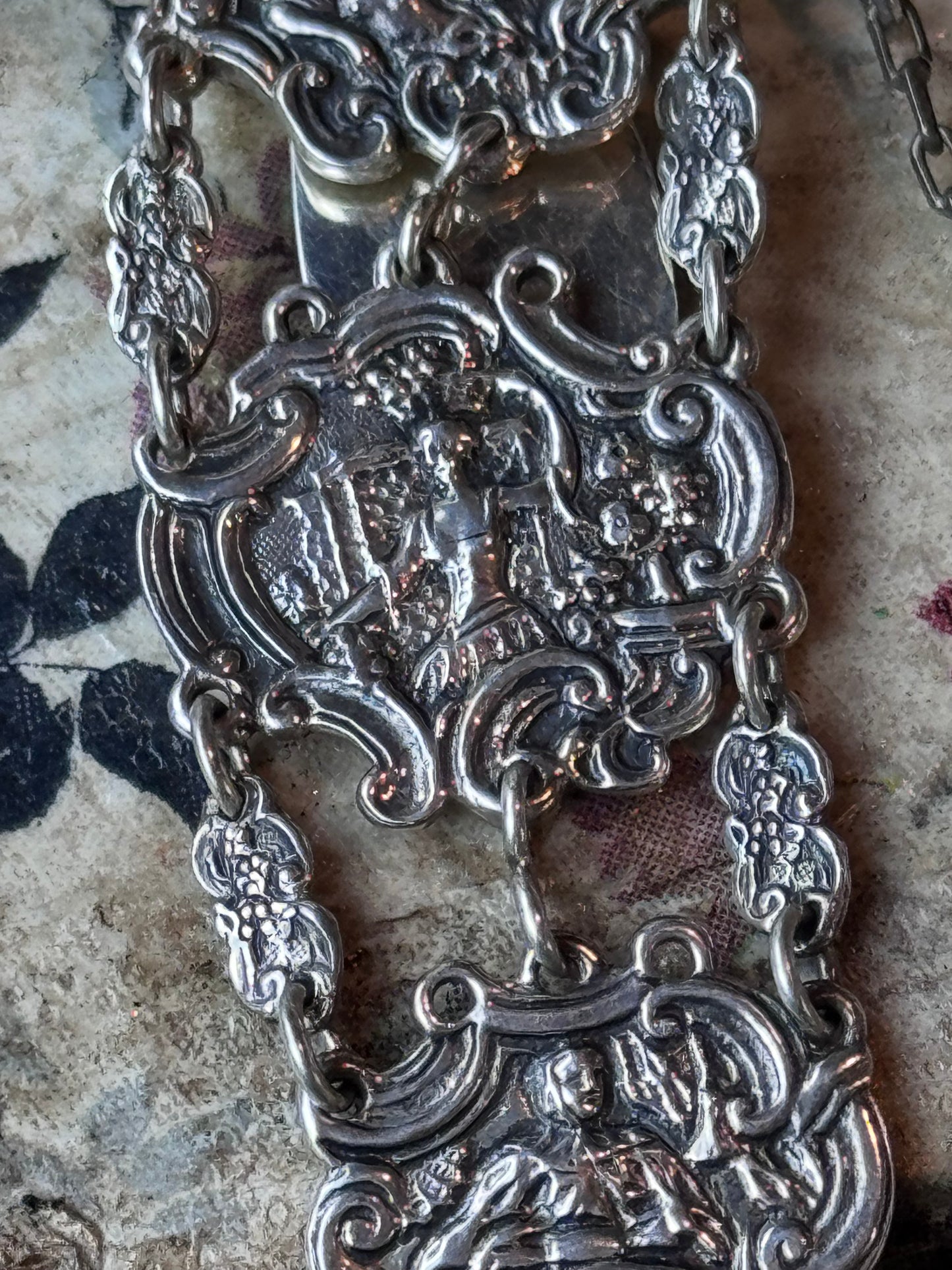 Antique Sterling Silver Chatelaine Mirror Needle Case Thimble 1911 Birmingham 8”