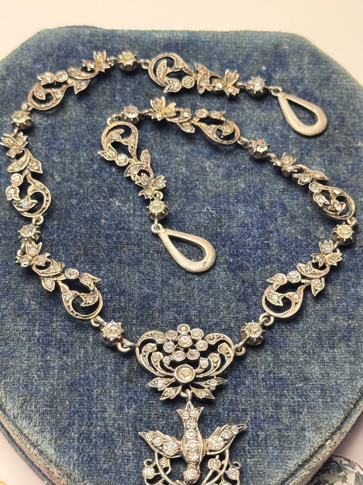 FRENCH Georgian Style Saint Esprit Antique Foiled Paste Festoon Necklace
