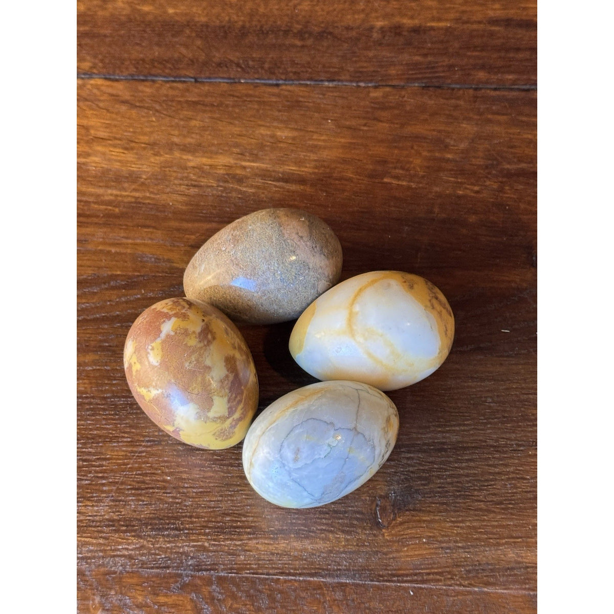 Alabaster Marble Stone Eggs Set of 4 Multicolor Polished Home Decor 3” Set A