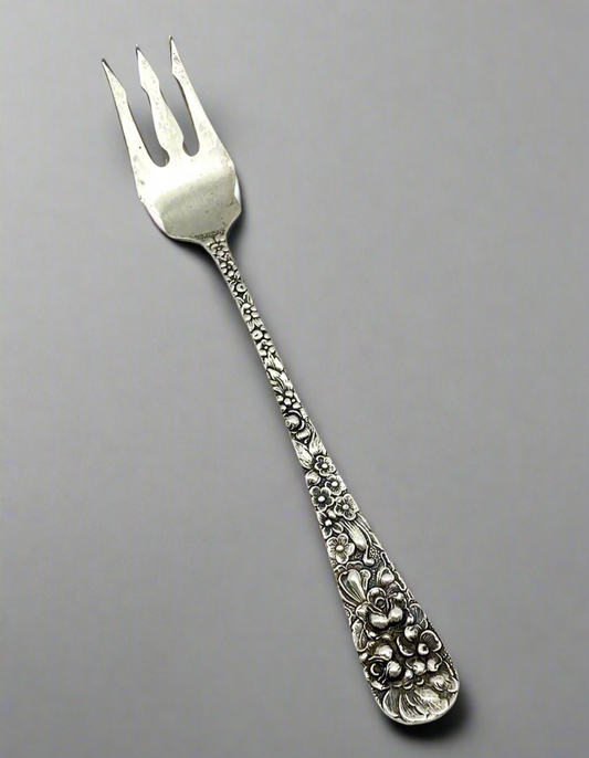 Stieff ROSE Repousse Sterling Silver Olive / Pickle Fork