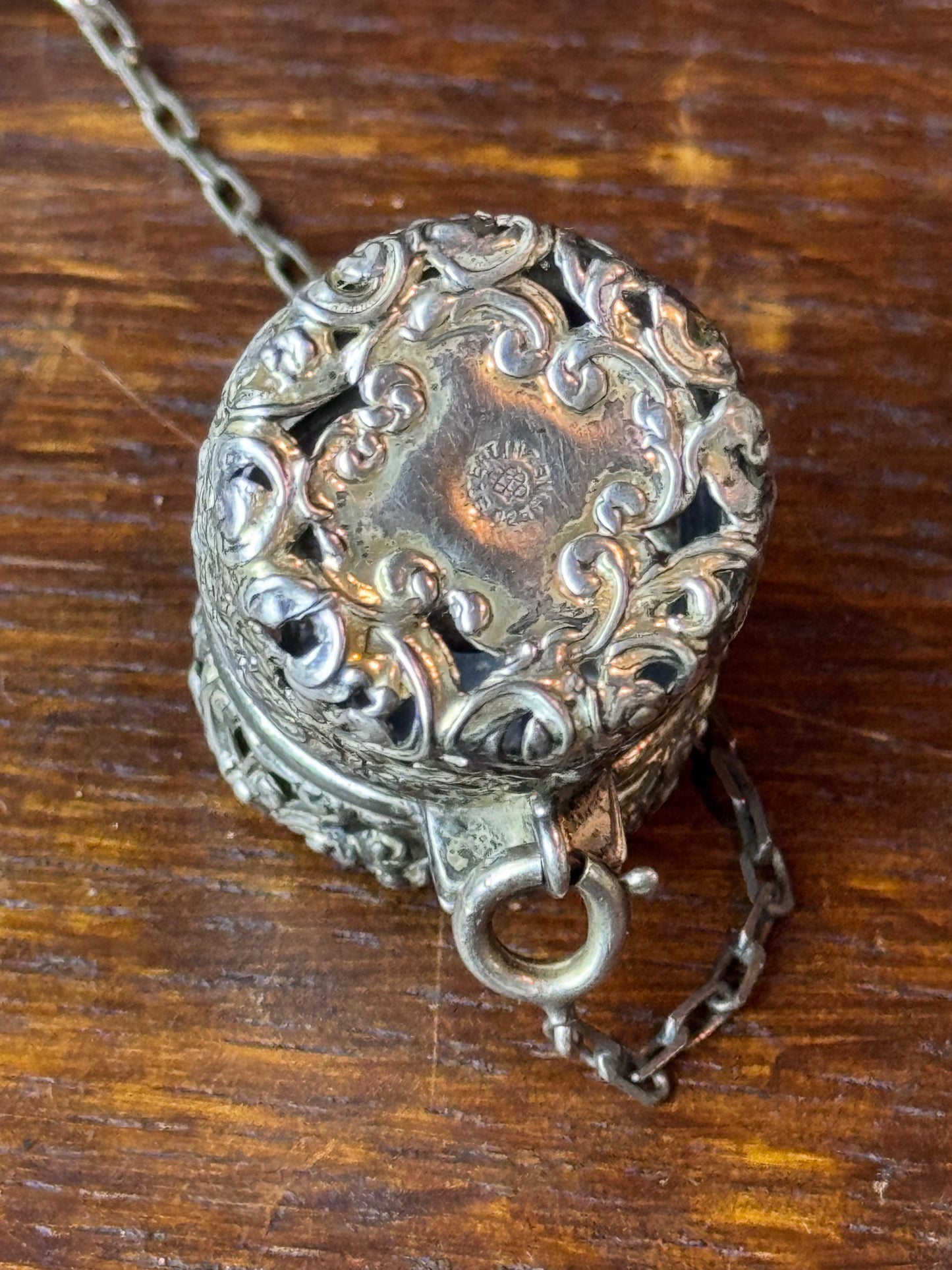 Antique Sterling Silver Chatelaine Mirror Needle Case Thimble 1911 Birmingham 8”