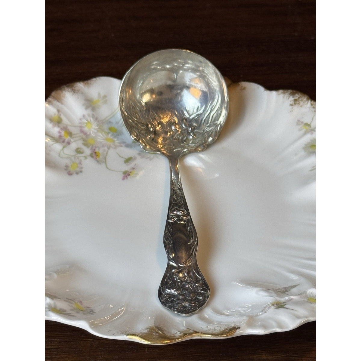 Silverplate Ladle Stratford Silver Co Art Nouveau Floral Antique 7”