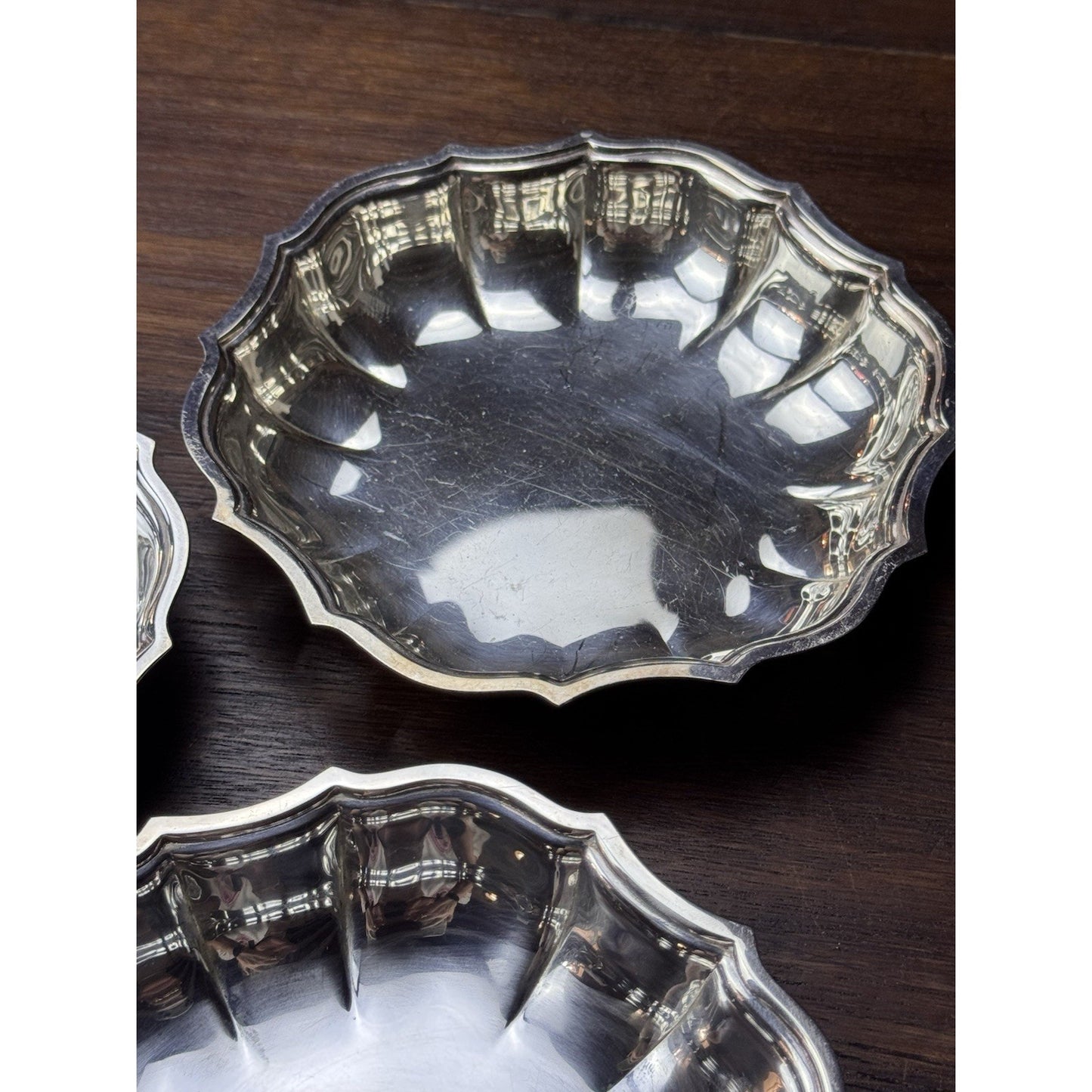 Silverplate Chippendale Nut Bowls Set of 3 International Silver 5.75”