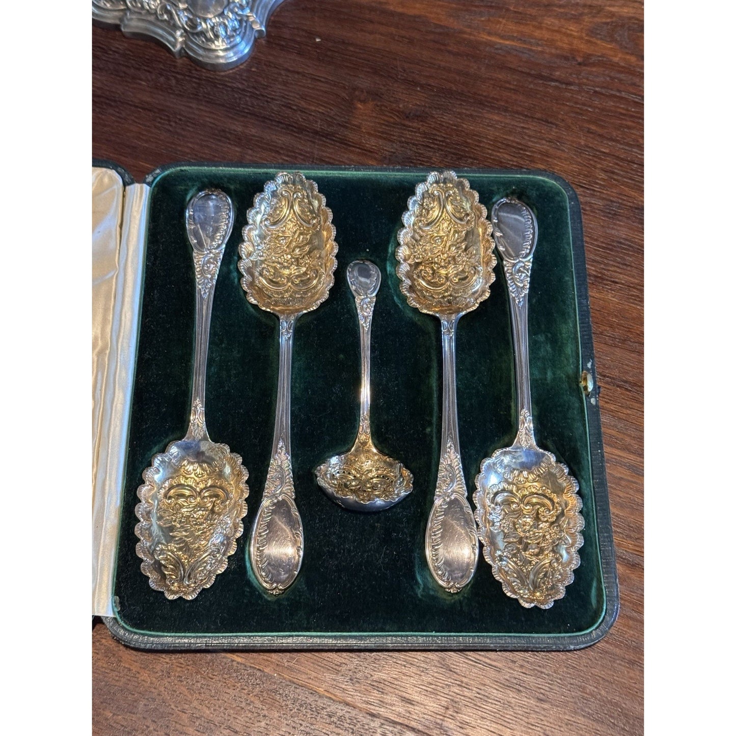 Berry Spoon Set Mappin & Webb Princess Plate Gold Wash Cased Victorian STYLE
