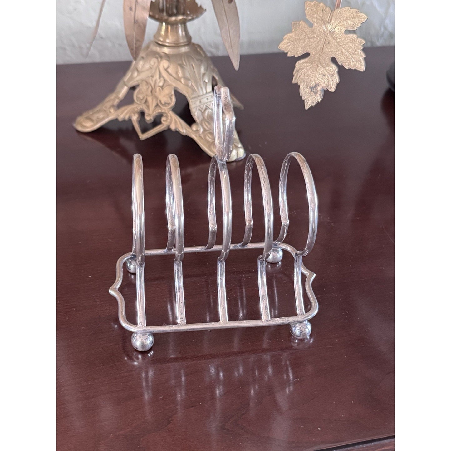 English Silverplate Toast Rack 4 Slice EPNS Vintage Breakfast Table 5”
