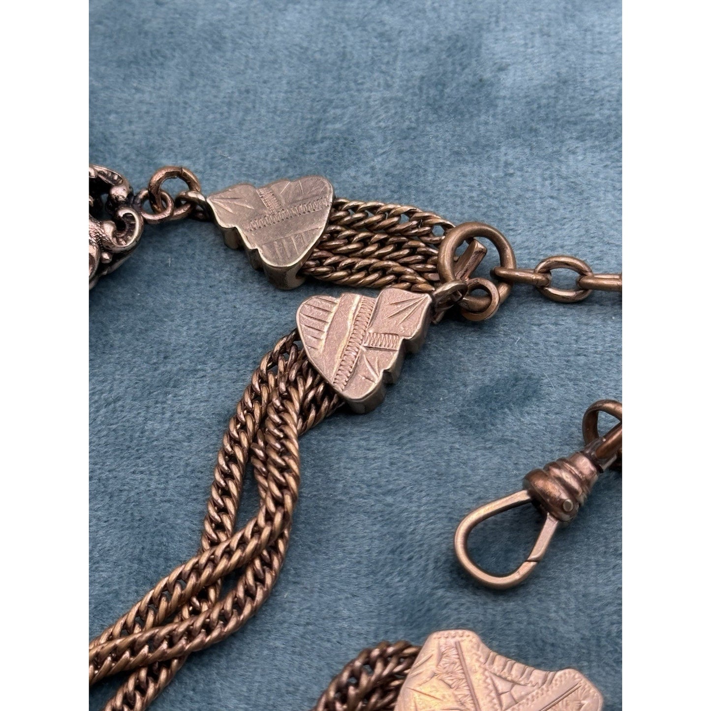 Antique Victorian Gold Filled Double Albert Pocket Watch Chain Fob PMG Mono