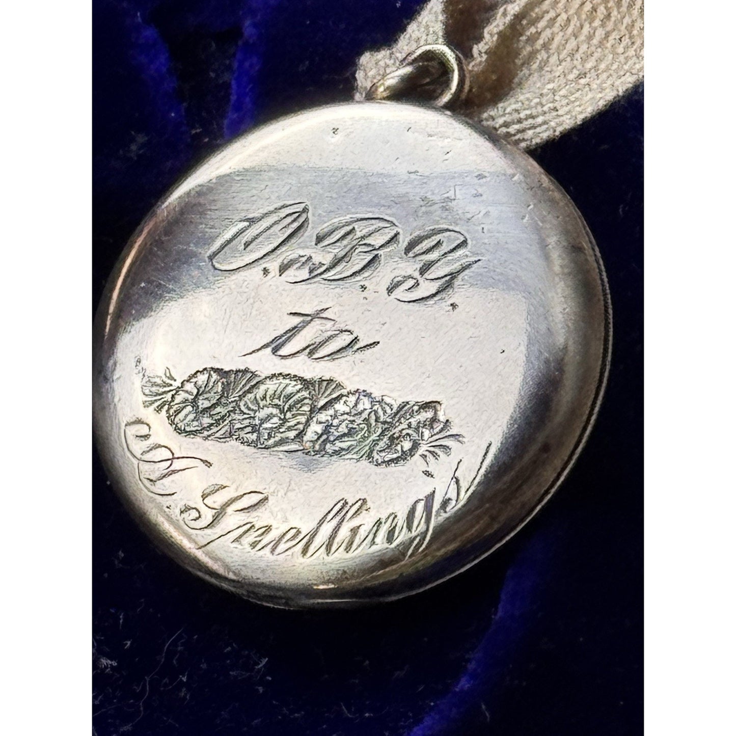Antique Crescent Moon Locket Gold-Filled Paste Stones W&H Co 1.25” Engraved