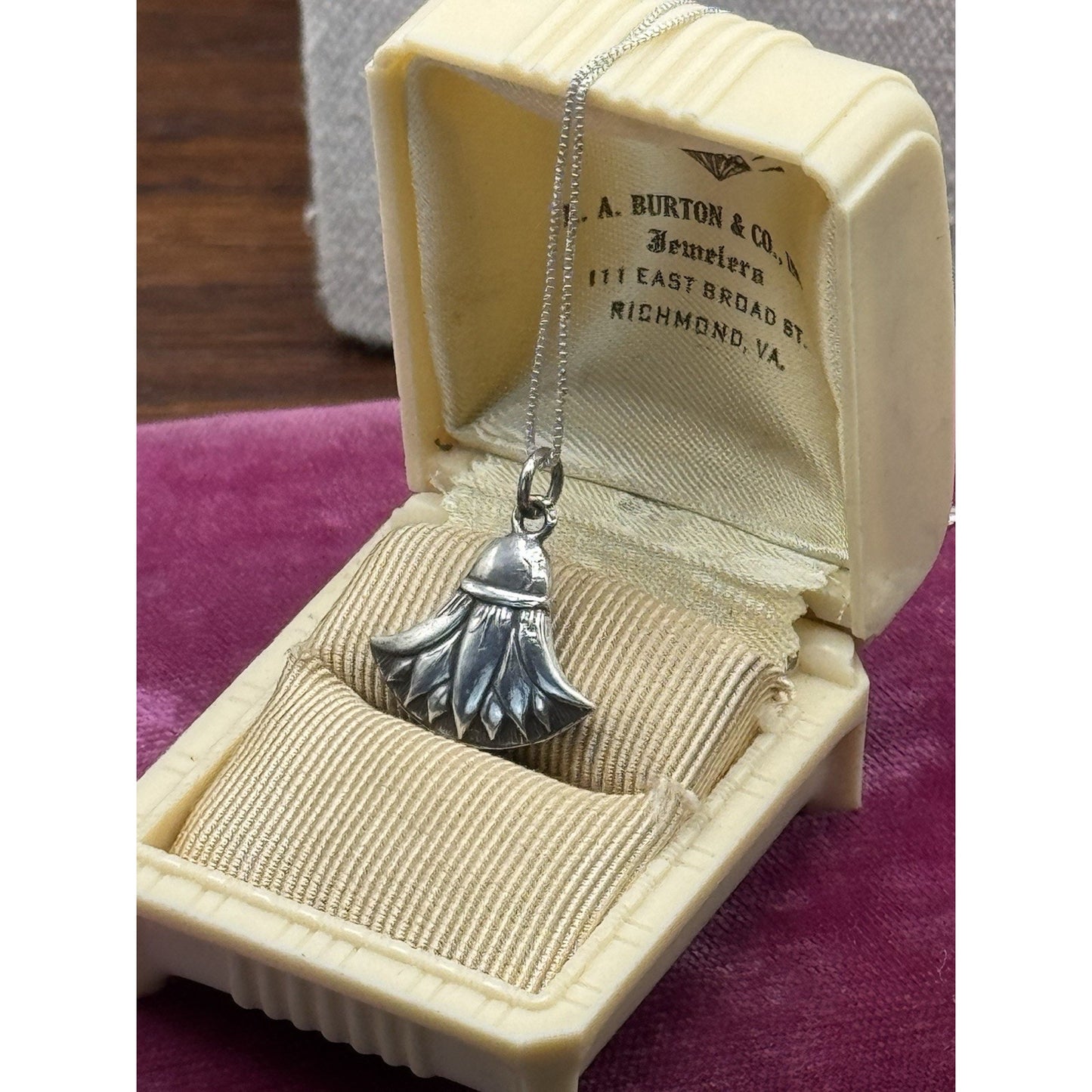 Egyptian Lotus Pendant Necklace Sterling Silver Delicate Chain 18”