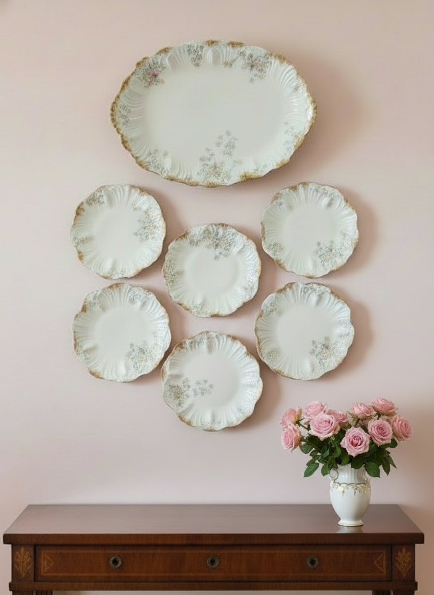 1920s LIMOGES Serving Set Lazeyras Rosenfeld & Lehman PLATTER & 6 PLATES Please READ‼️