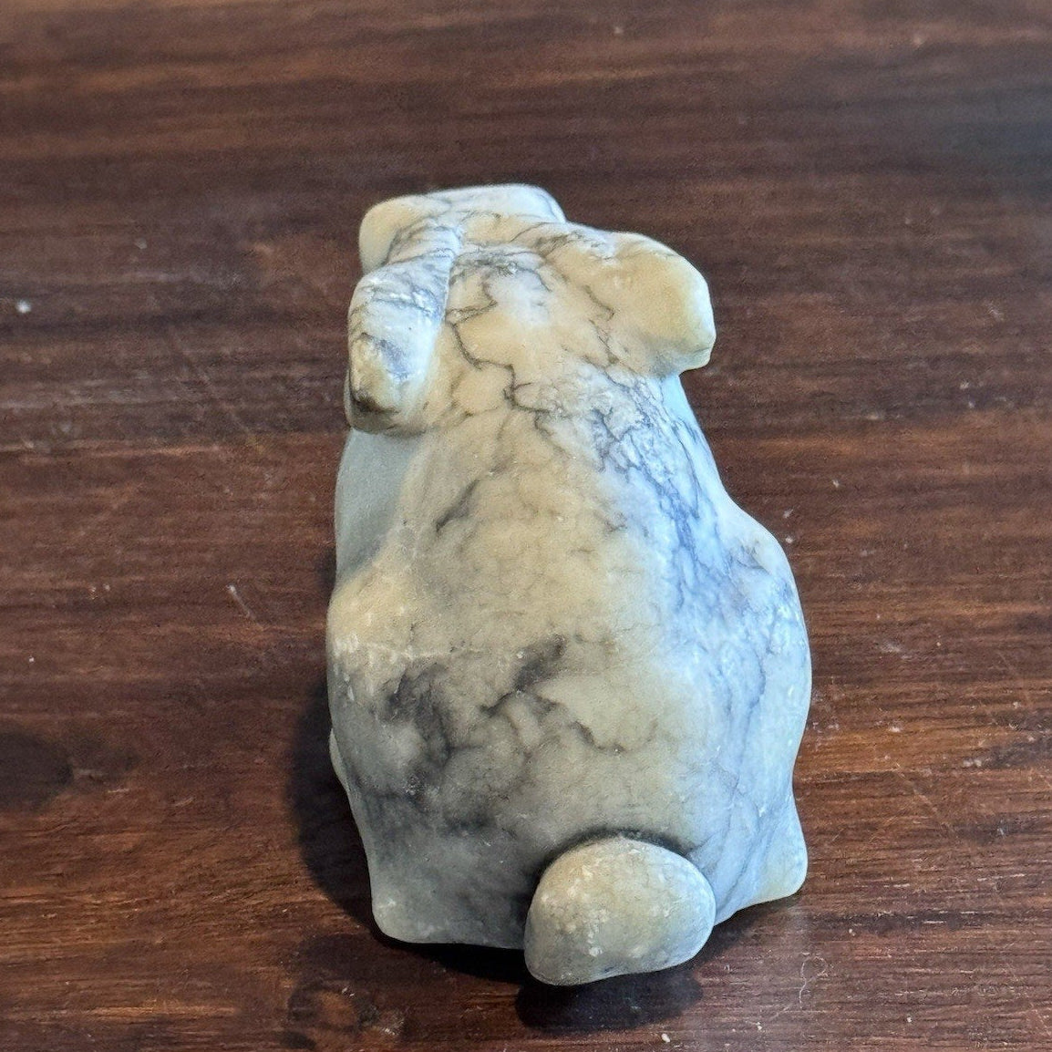 Alabaster Rabbit Figurine Hand Carved Marble Stone Bunny Sculpture 5.5”