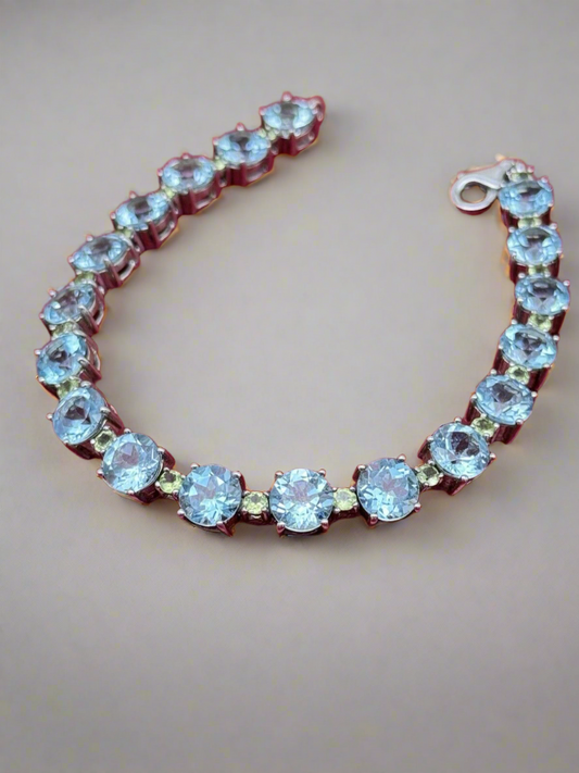 Sterling Silver Topaz Tennis Bracelet Circa 7.25”