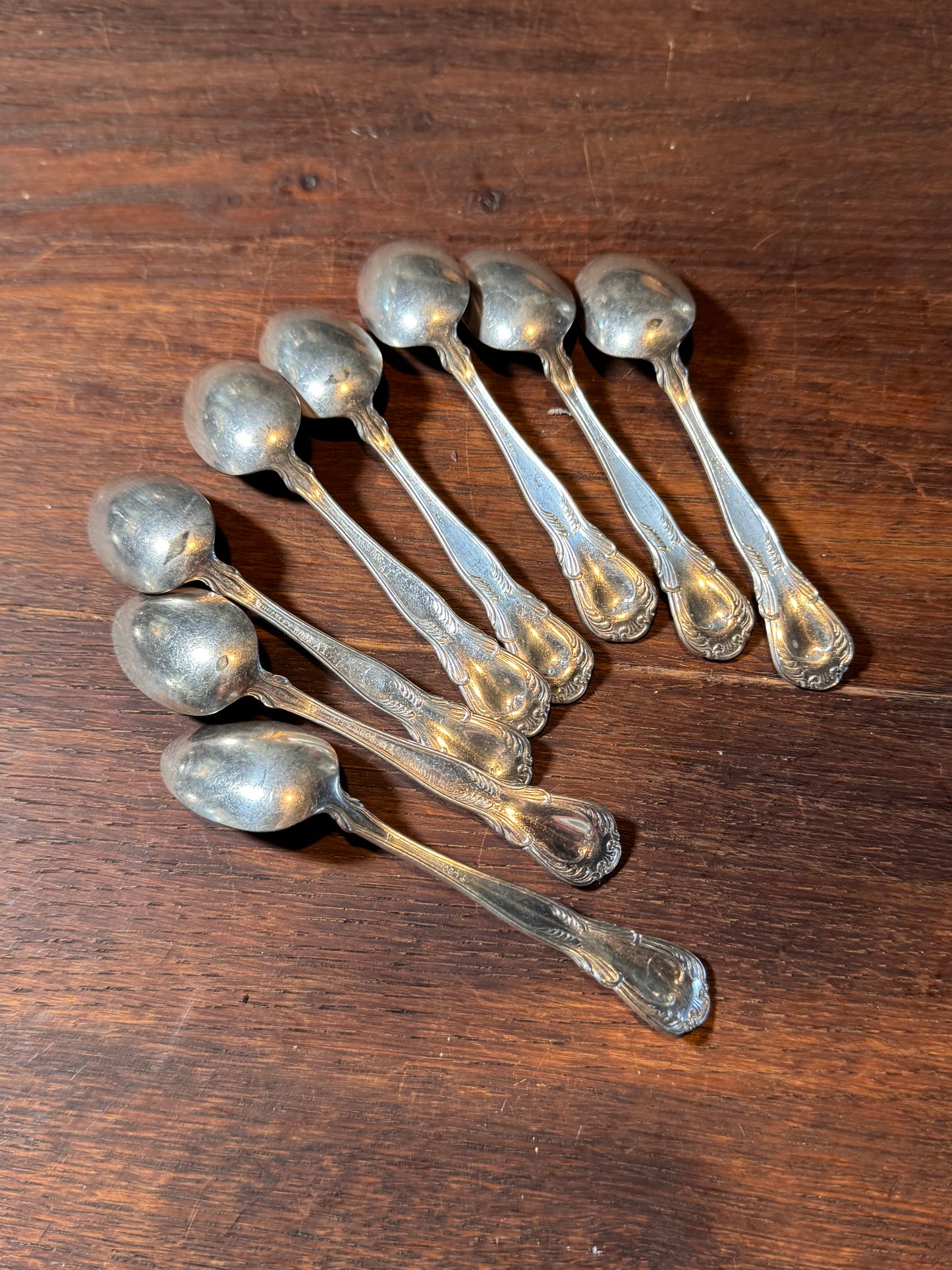 Silver Plate Demitasse Spoons Set 8 Wheatley Brothers 4.5” Antique