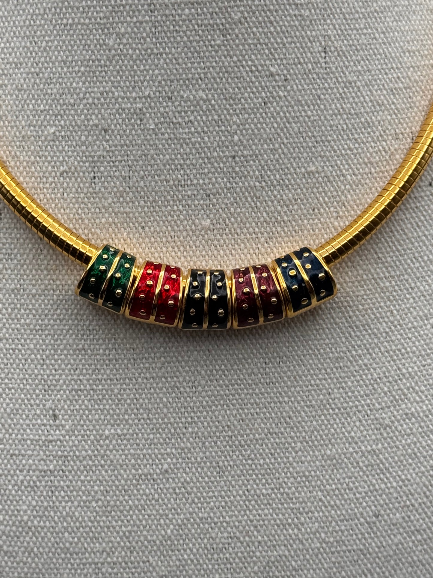 Vintage Joan Rivers Necklace Snake Chain Goldtone Rhinestone Charms 19”