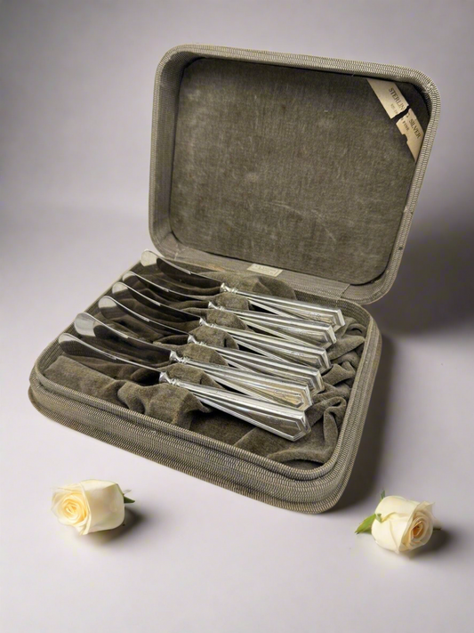 Antique Sterling Silver Butter Knife Set Of 6 WALLACE in Original Box Monogram B