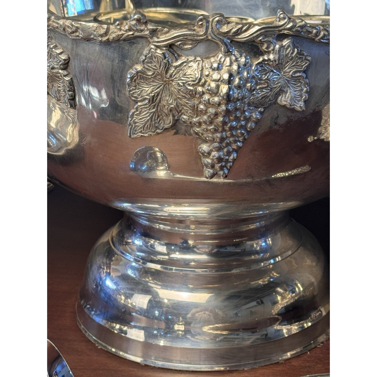 Vintage Silverplate Punch Bowl Grape Wine Champagne Cooler 15.5”