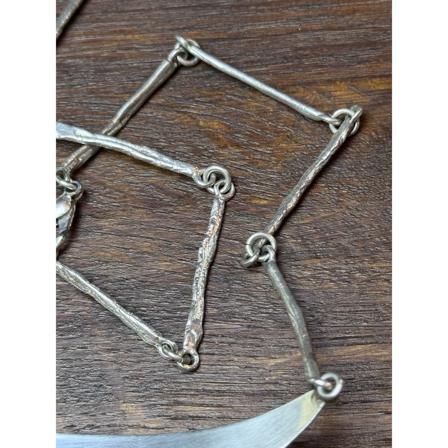 Avi Soffer 925 Sterling Modernist Necklace Israel Mixed Metal 20” Signed