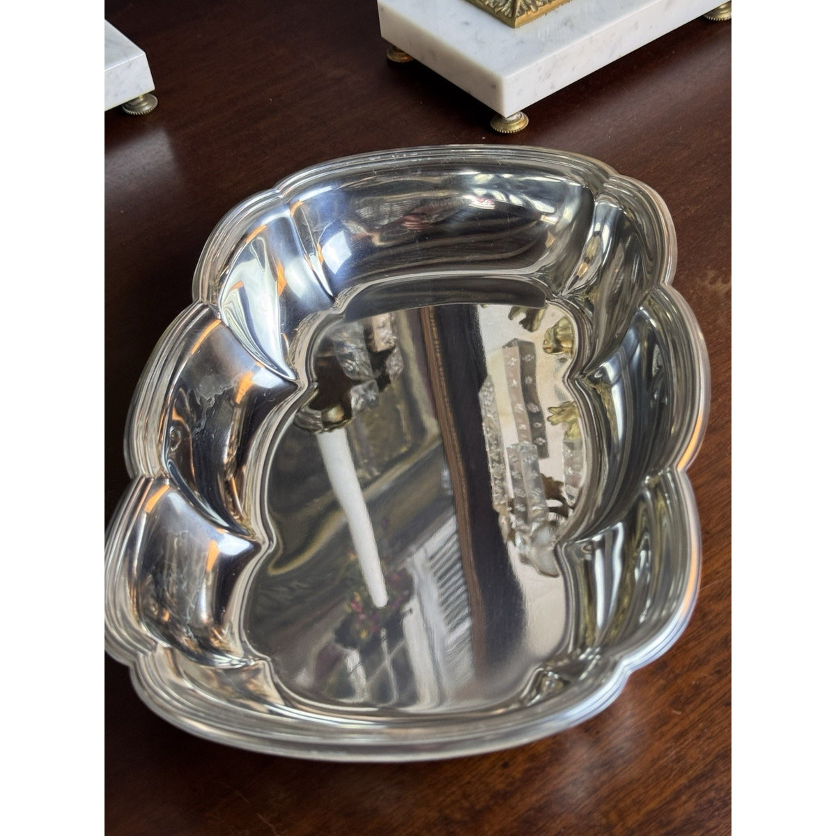 Vintage Silverplate Serving Bowl Scalloped Rectangular Dish 11.5” x 8”