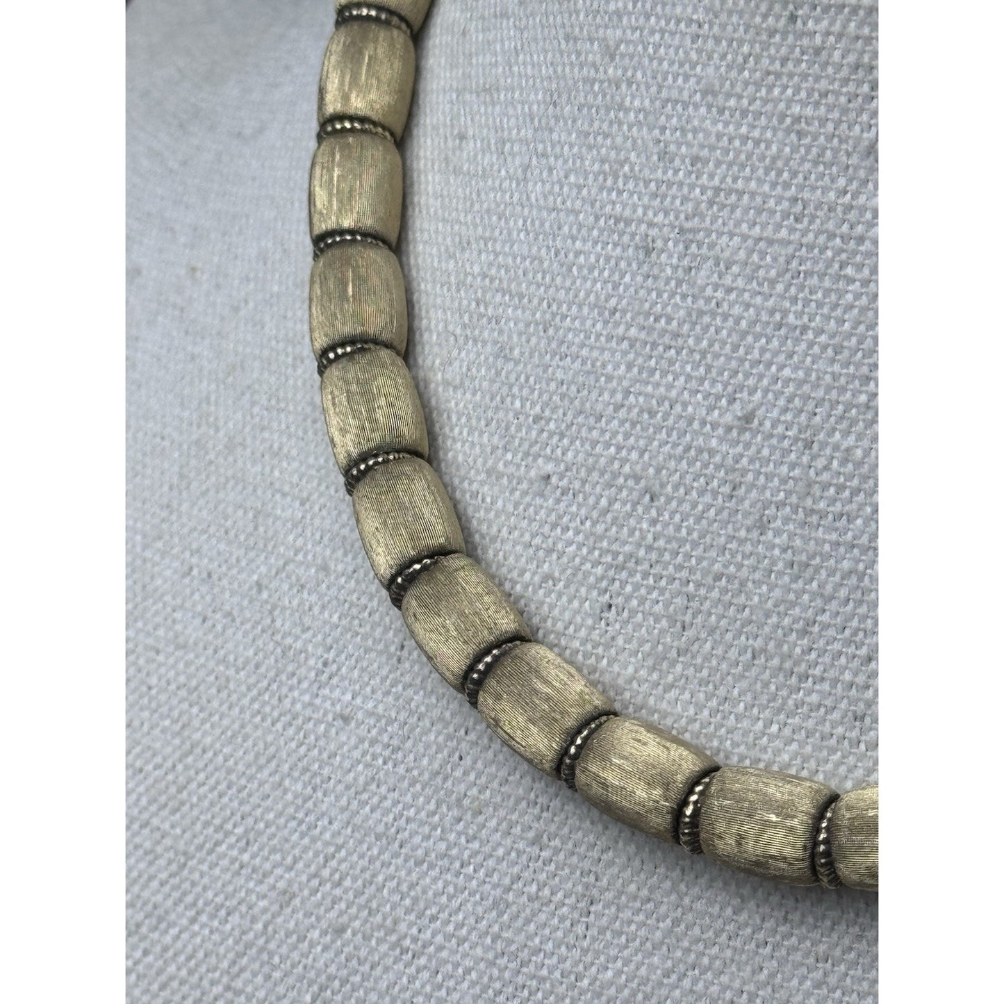 Vintage Trifari Goldtone Beaded Choker Necklace Brushed Finish 15.5” Signed
