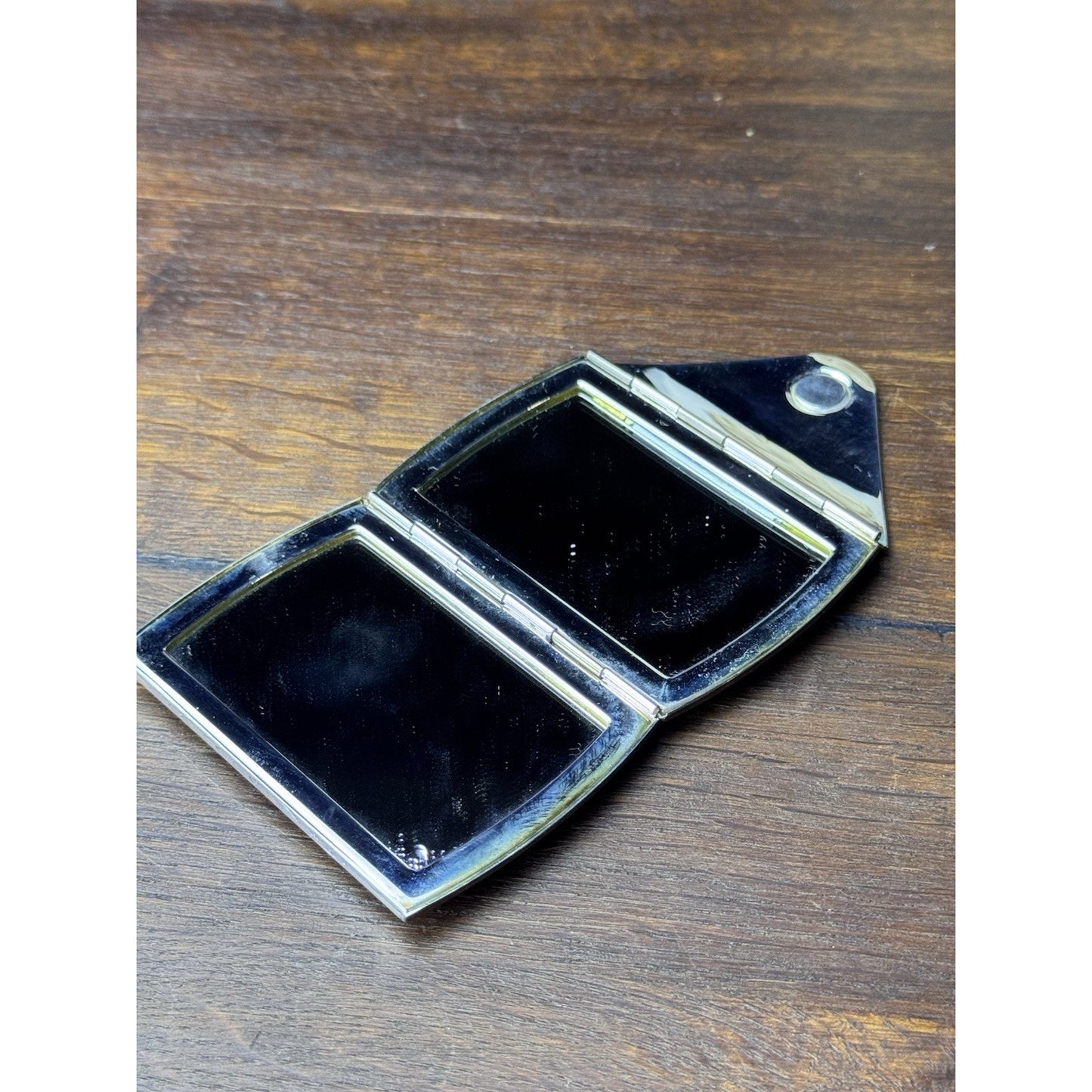 Vintage Silverplate Envelope Pocket Mirror Folding Compact Travel Mirror