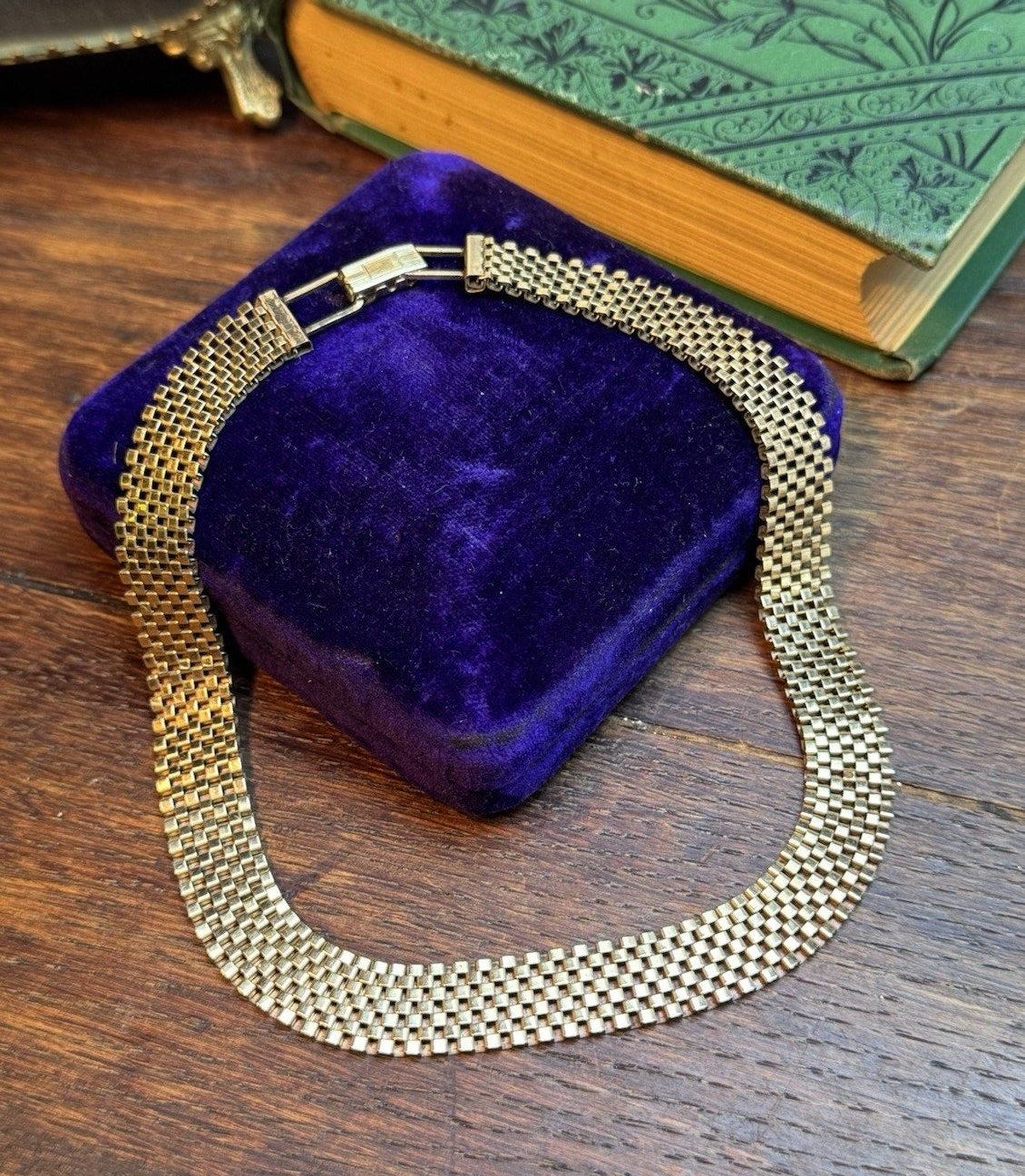 Vintage Whiting & Davis Goldtone Mesh Necklace 14.5”