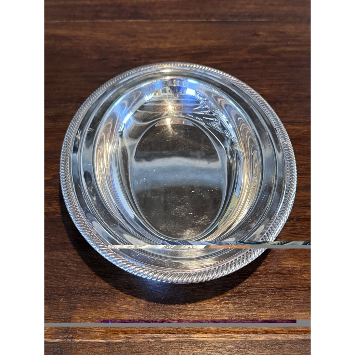 Silverplate Oval Serving Bowl Rope Edge Bread Fruit Centerpiece Dish 12” Vintage