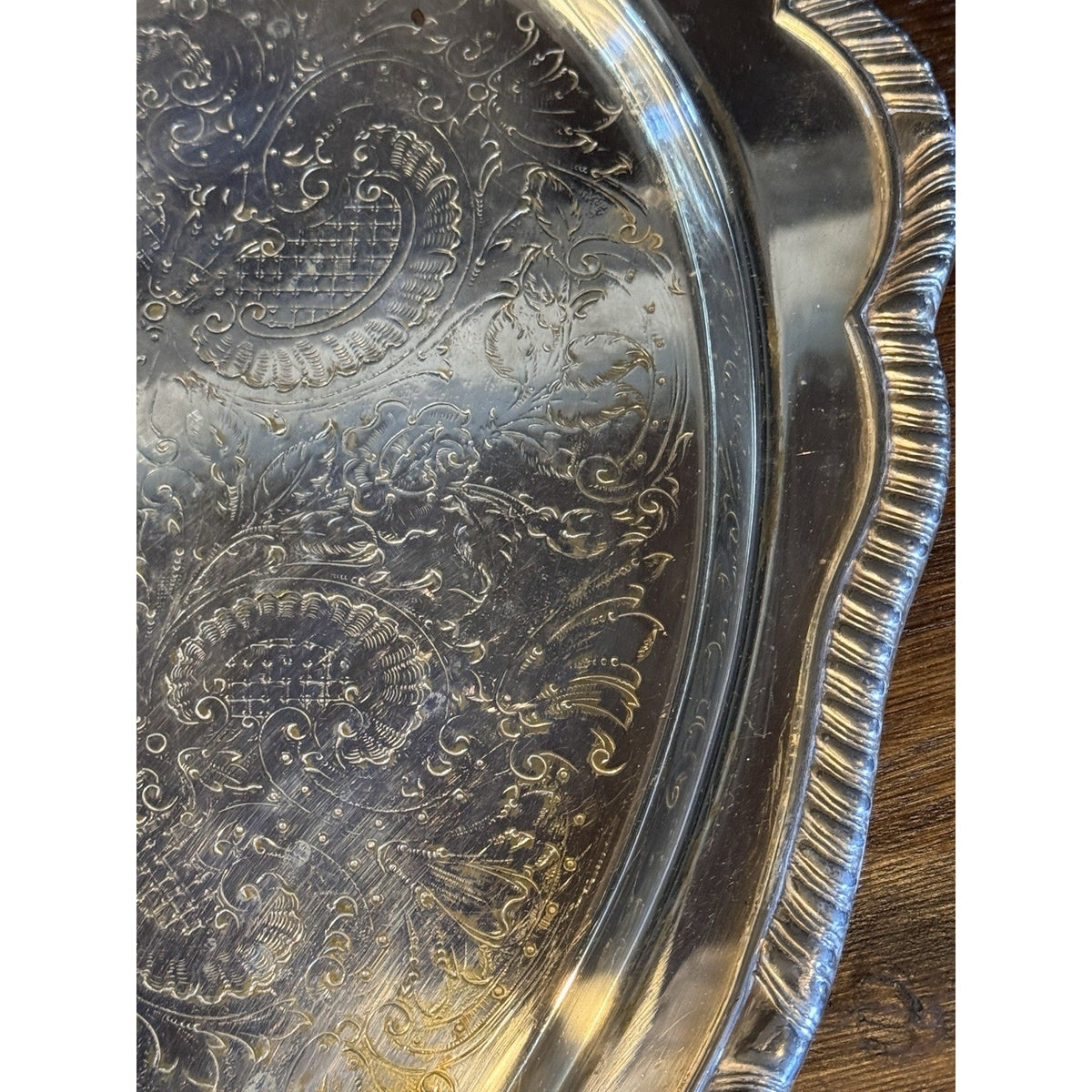 Silverplate Butler Tray F.B. Rogers Ornate Handled SHABBY Chic CONDITION 21”