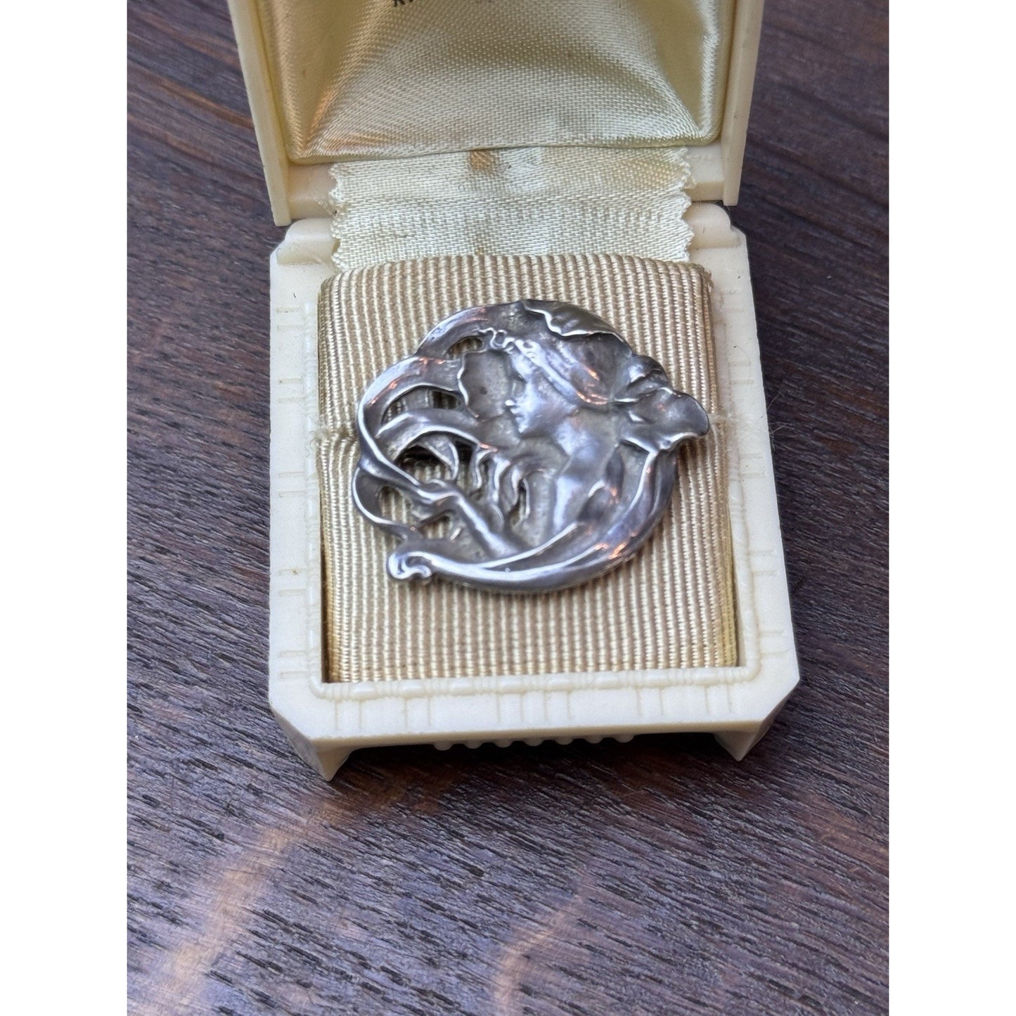 Vintage Sterling Silver Art Nouveau Lady Brooch Pin 925 Figural Maiden 1.25”