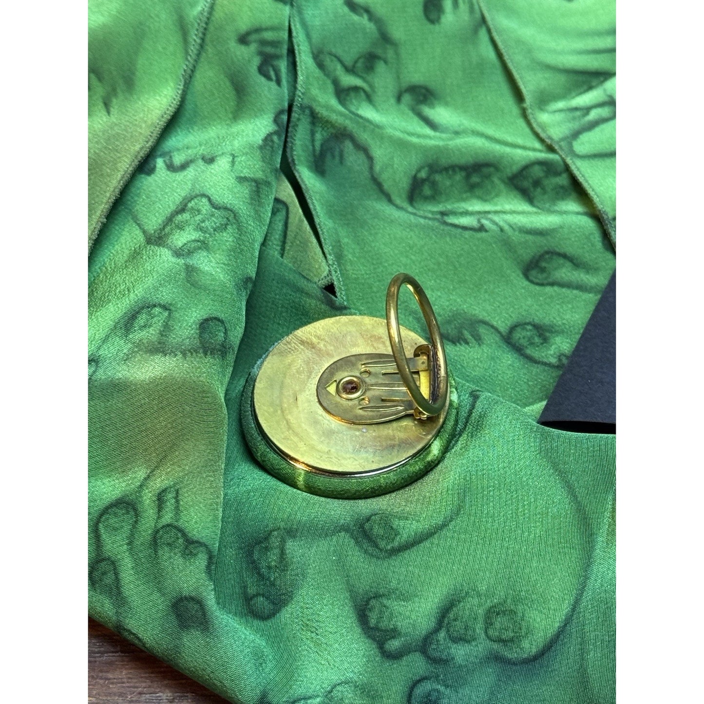 Vintage KRISKA Hand Painted Silk Scarf & Matching Scarf Clip Wearable Art