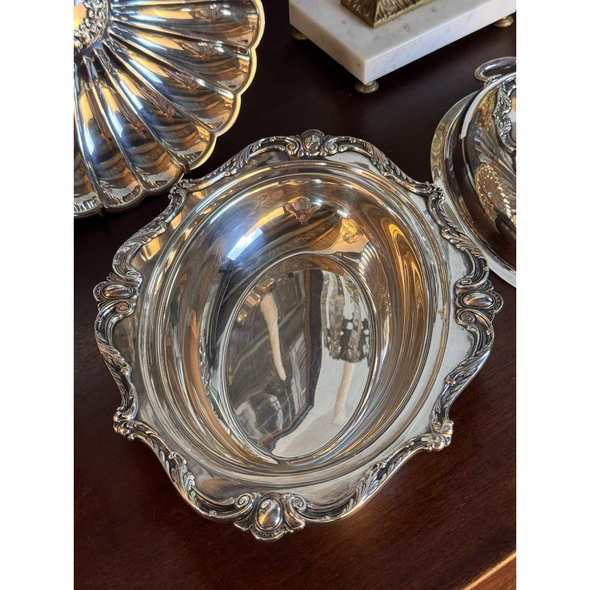 Silverplate Covered Vegetable Dish Wilcox Ornate Convertible Server 12” Antique