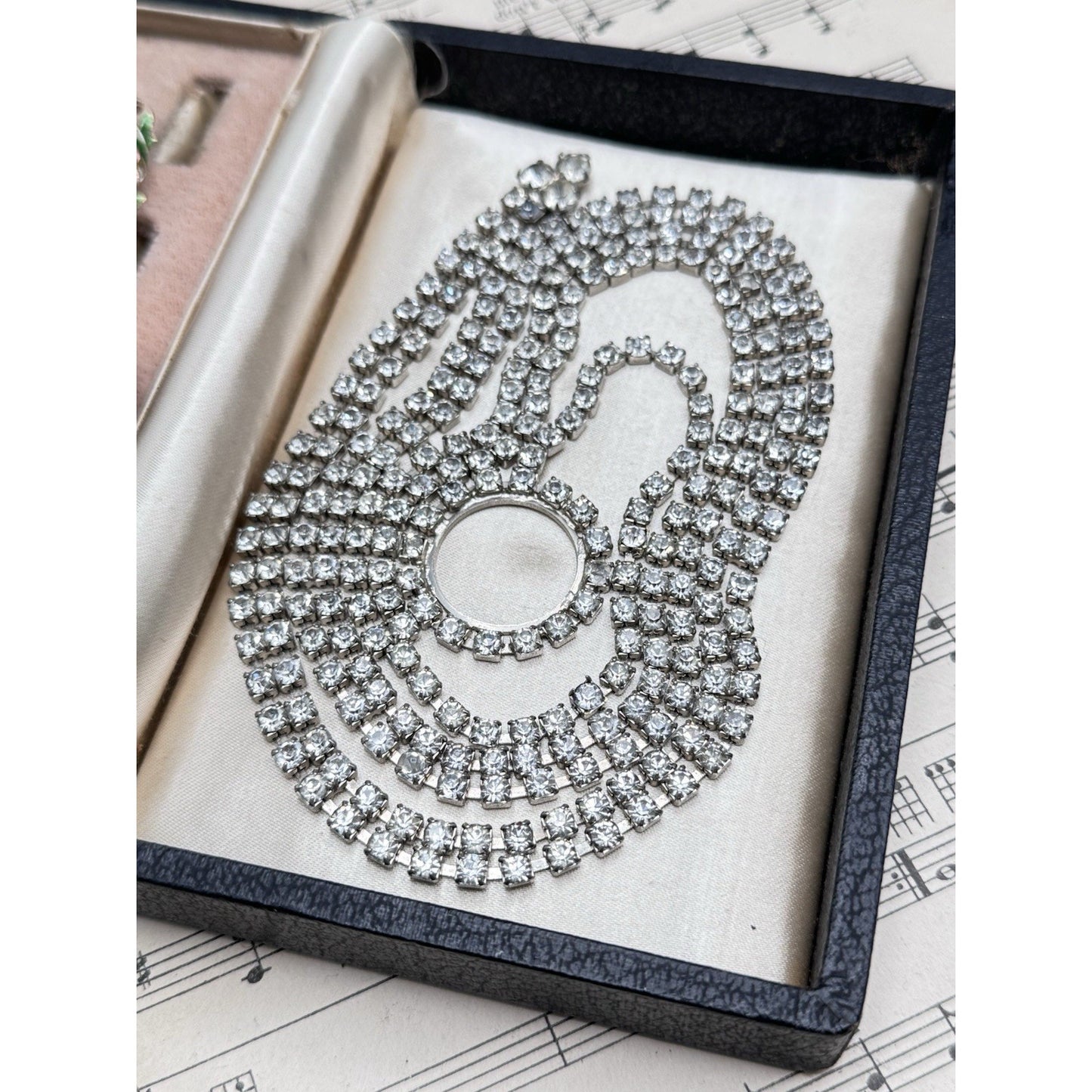 Rhinestone Lariat Necklace Belt Convertible Clear Crystal 37.5” VINTAGE